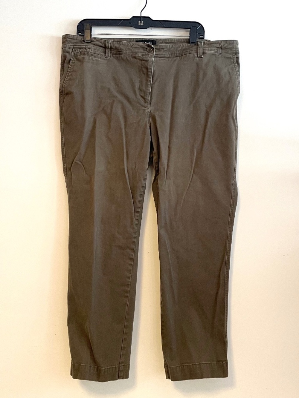 Talbots Mid Rise Ankle Pants Bottoms Khaki Army Dark Green Womens Size 16 Petite
